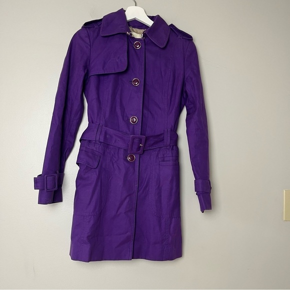 Banana Republic Purple Button Up Tie Waist Trench Coat XS - Picture 1 of 15